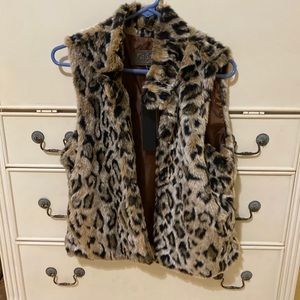 Never worn, cheetah print fur vest